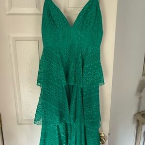 Lulu's Green Ruffled Tiered Sundress for Wedding Guest